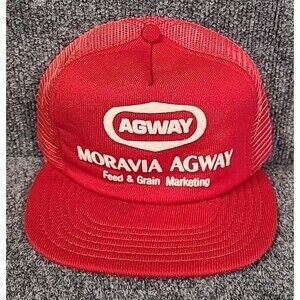 Vintage Agway Snapback Red Trucker  Hat Made In Newton Iowa USA